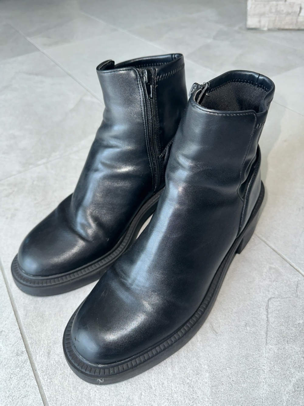 Madden Girl Black Leather Ankle Boots